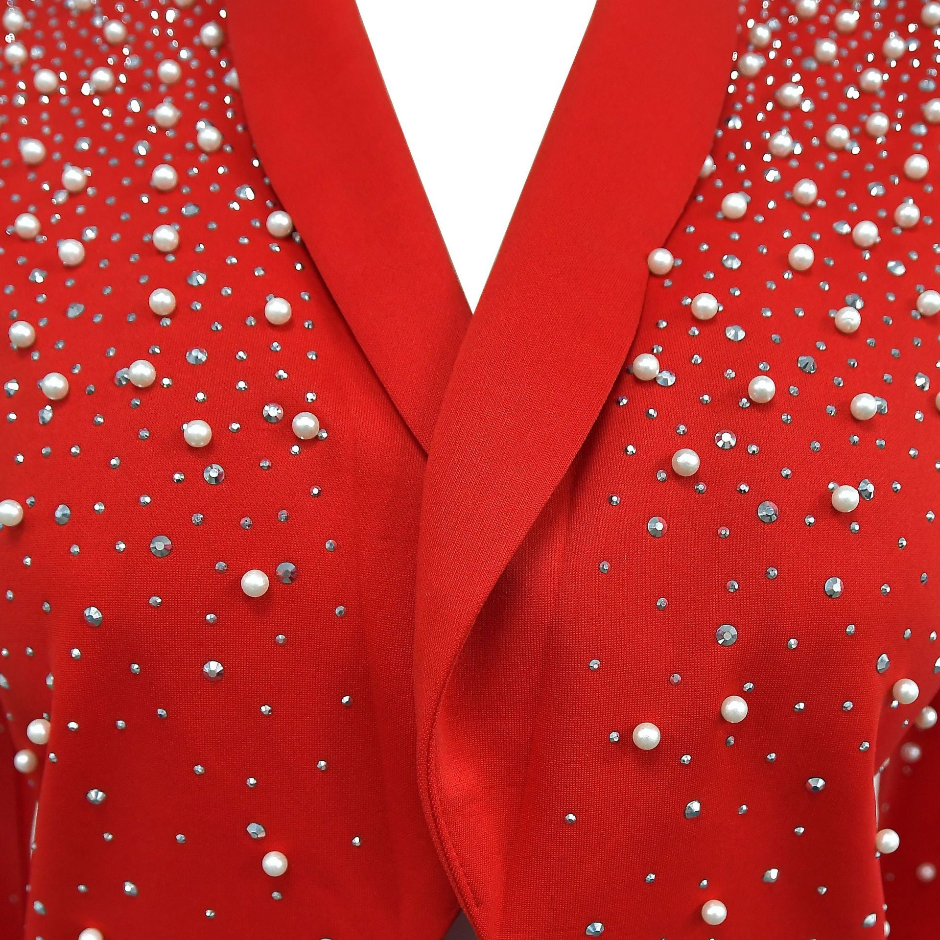 Women's Fashion Solid Color Beaded Turndown Collar Long Sleeve Blazer 24