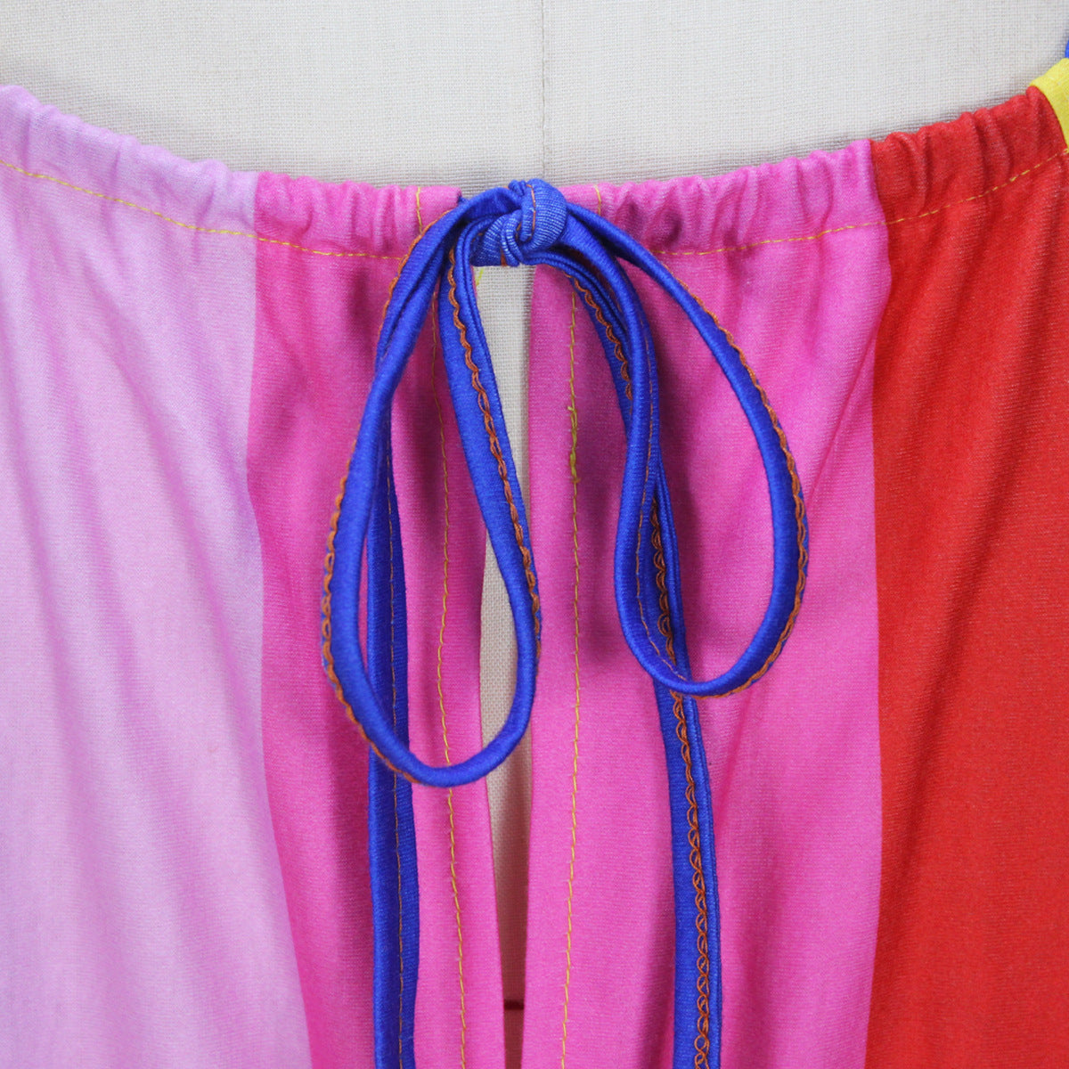 Rainbow Stripe Fashion Straps Casual Dress Color Block Patchwork Sexy Dress For Women 14