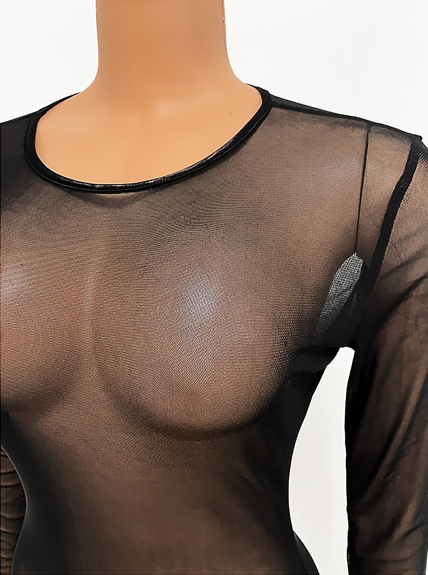 Women sexy mesh See-Through long-sleeved dress 12