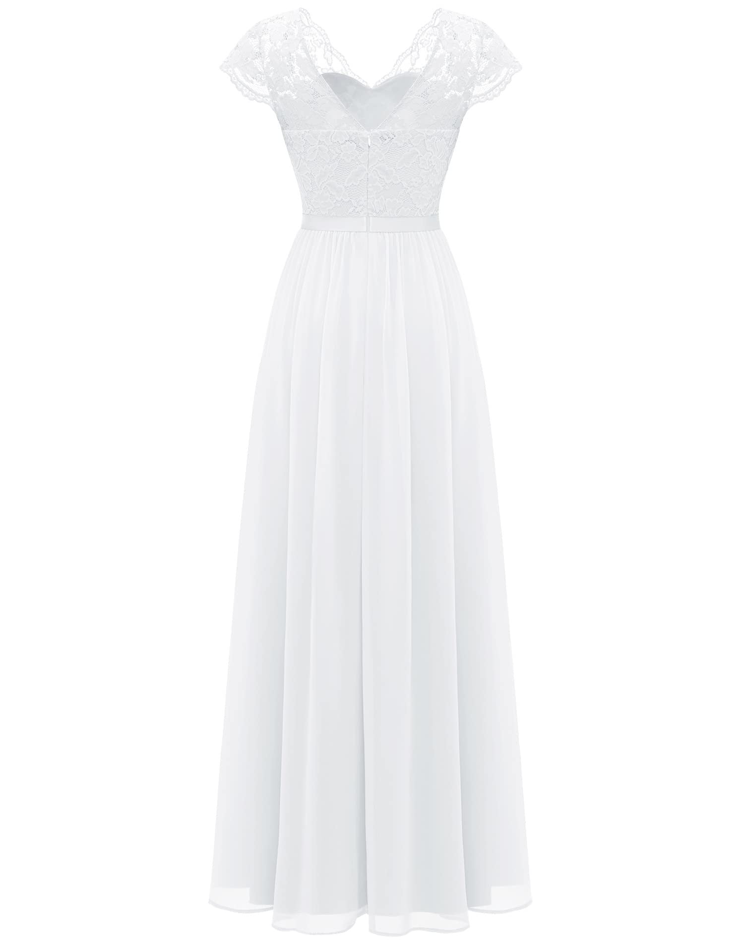 Lace Trim Patchwork Chiffon Slim Waist Maxi Dress 16