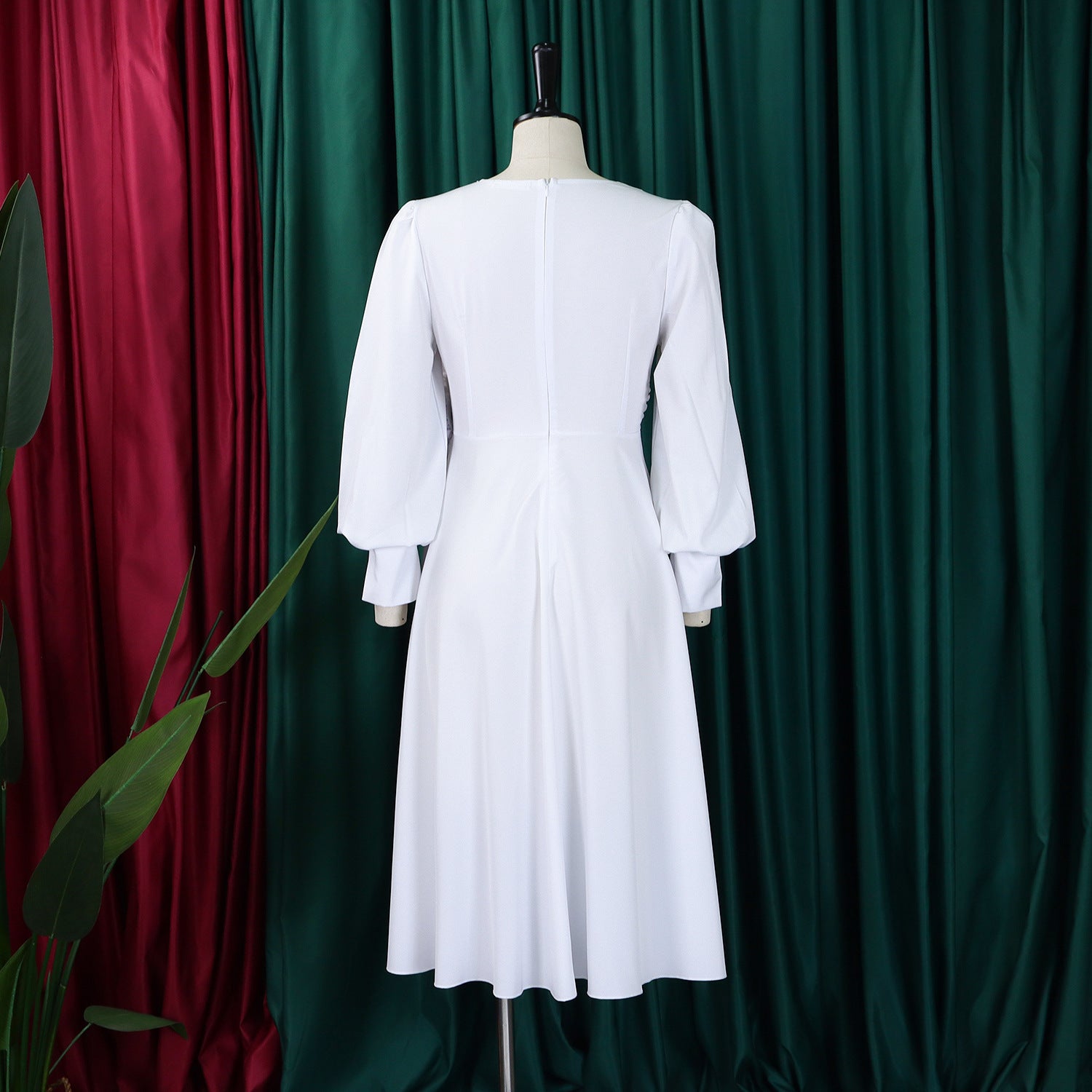 Plus Size Spring Elegant Solid Dress for Women 17