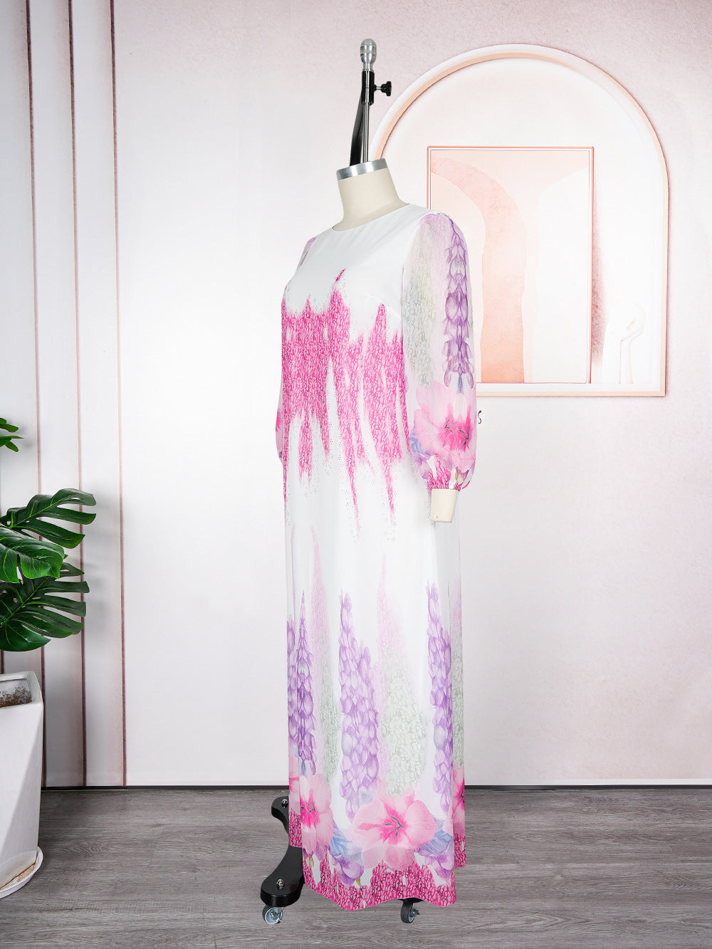 Muslim Print Chiffon Plus Size Women's Long Dress 13