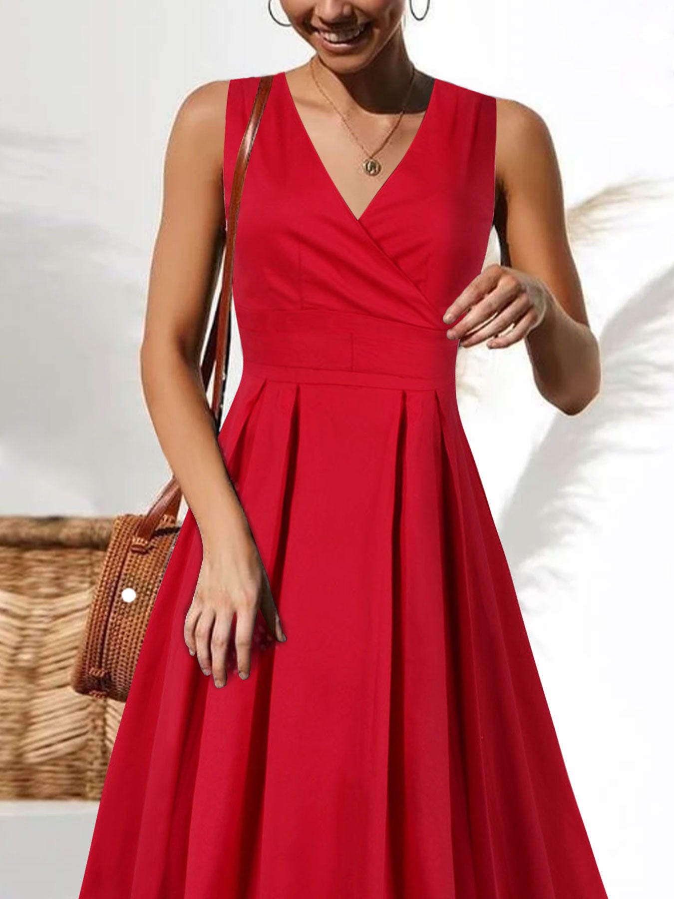 Women Summer V-Neck Sleeveless Dress 3