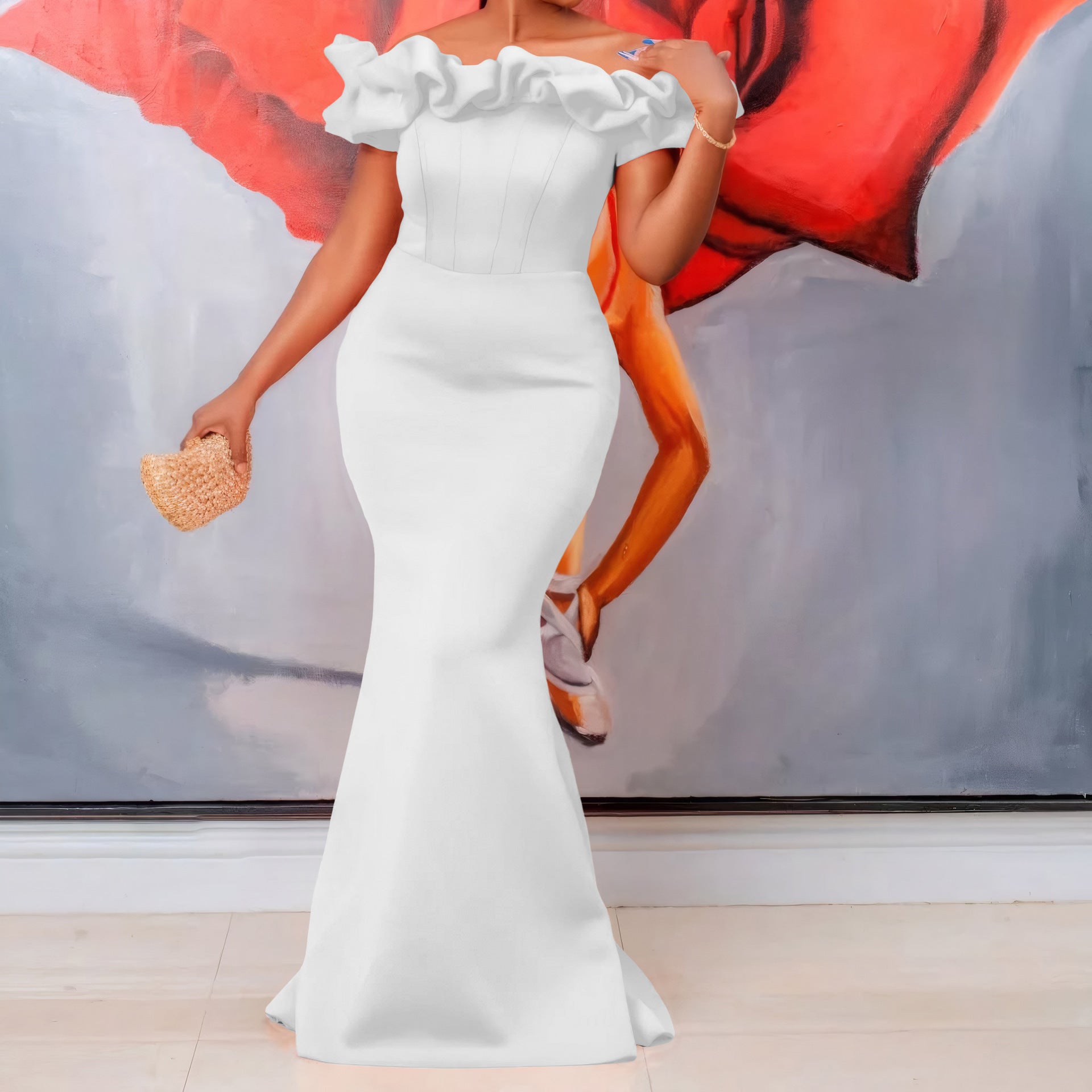 Women's Summer Off Shoulder Sexy Mermaid Long Dress 4