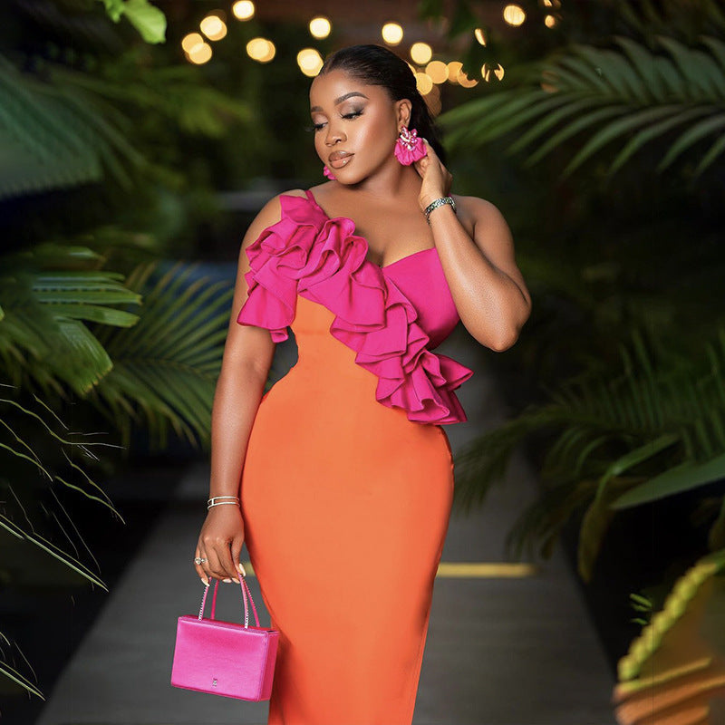 Women ruffle bandage Dresses 4