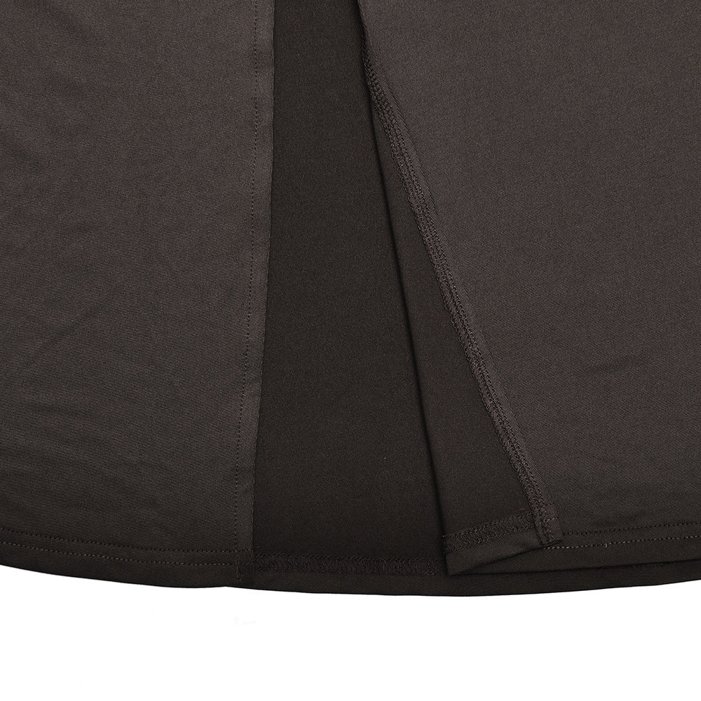 Summer Trendy Sexy Slash-Shoulder Slit Solid Color Ruched Sleeveless Maxi Dress 19