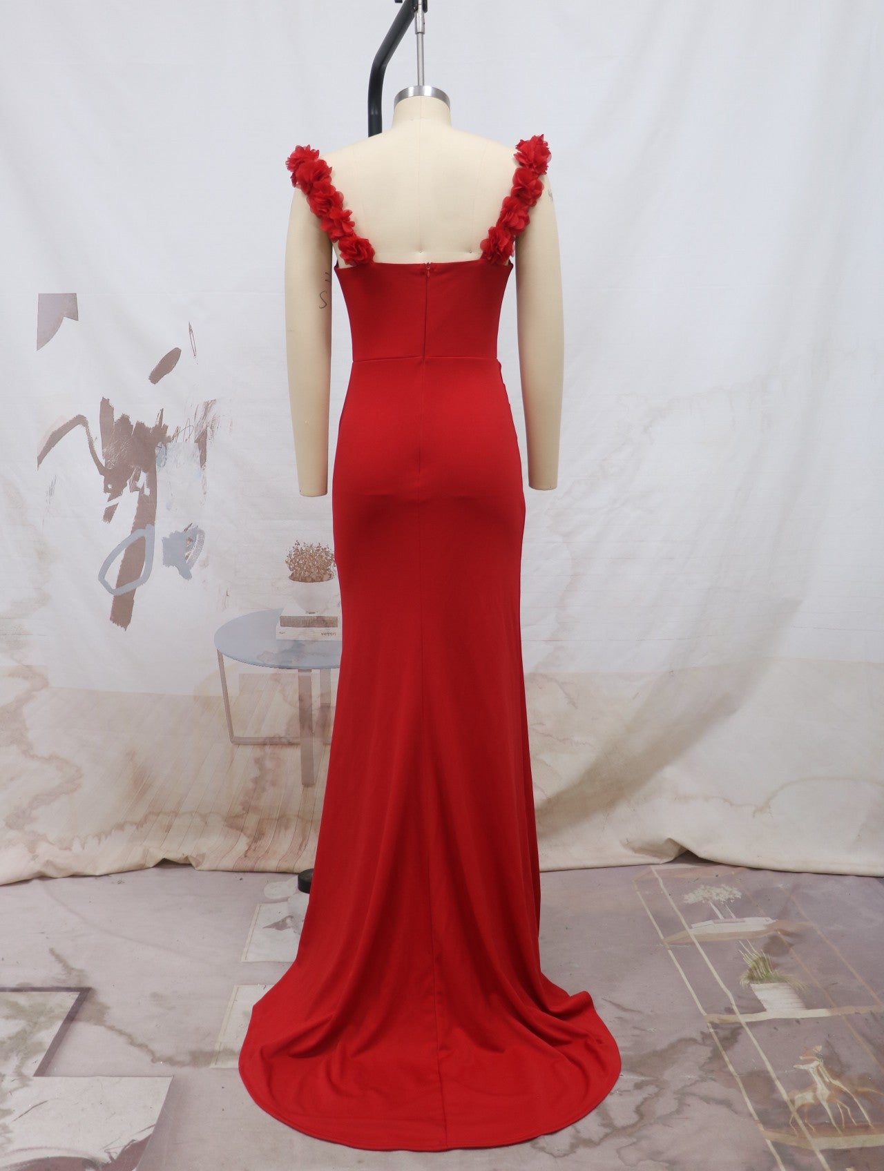 Women Red Off Shoulder Wedding Bridesmaid Dresses Evening Dresses 8