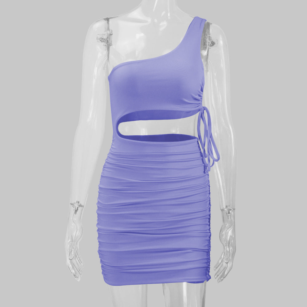 Women sexy hollow pleated Bodycon Dress 15