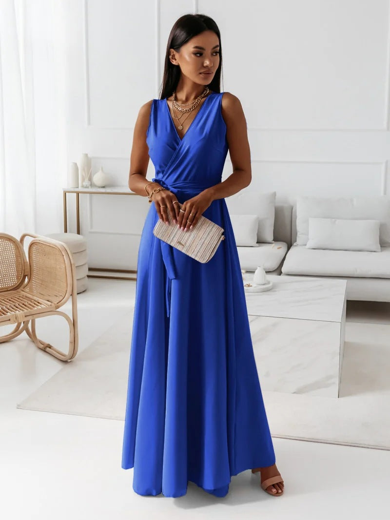 Women Solid V-Neck Maxi Dress 9