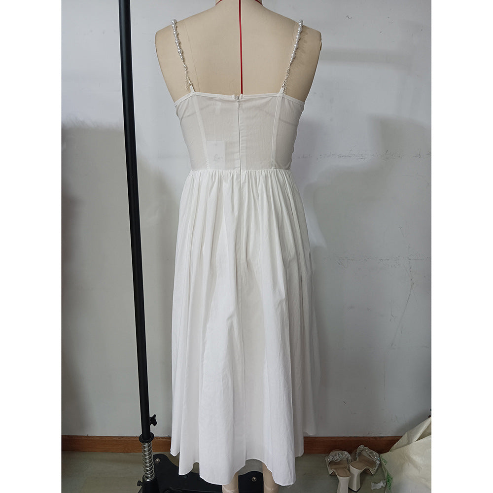 Women French Sexy Retro Backless Suspender dress 8