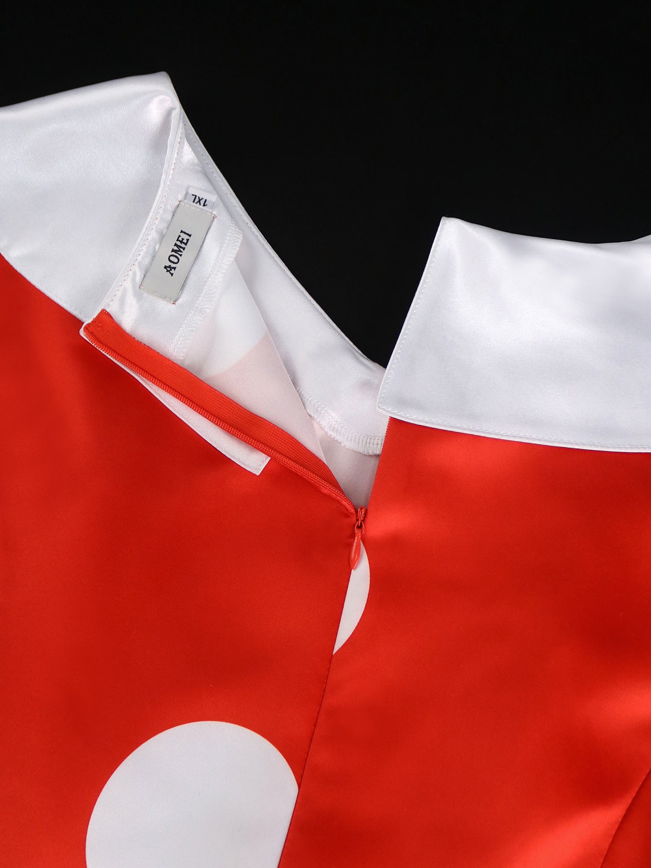 Plus Size Wedding Satin Turned-Down Collar Sleeveless Polka Dot Party A-Line Dress 15