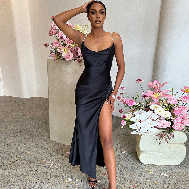 Sexy Dress Slim Fit Low Back Bodycon Split Party Strap Dress 6