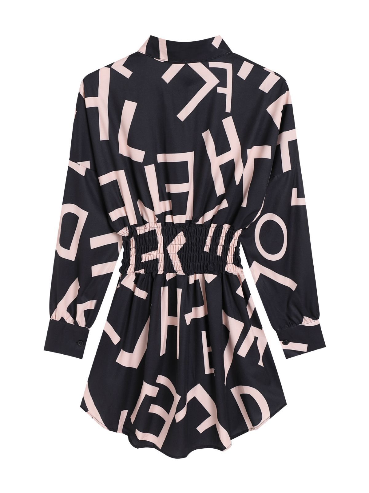 Women print pleated long-sleeved shirt 7