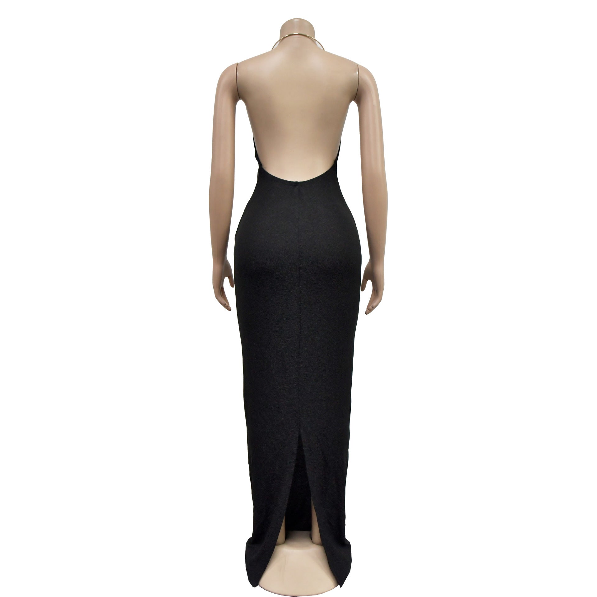 Women Solid Hollow Backless Sleeveless Maxi Dress 17