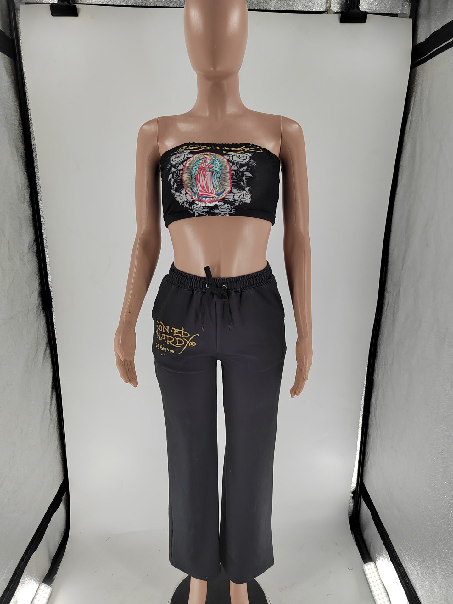 Women Casual Print wrap chest Top and Trousers Two Piece Set 6