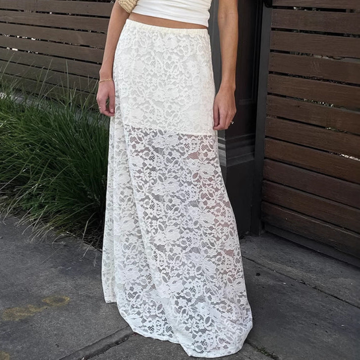 Spring Jacquard Lace Cut-Out Fashion Sexy Long Skirt 6