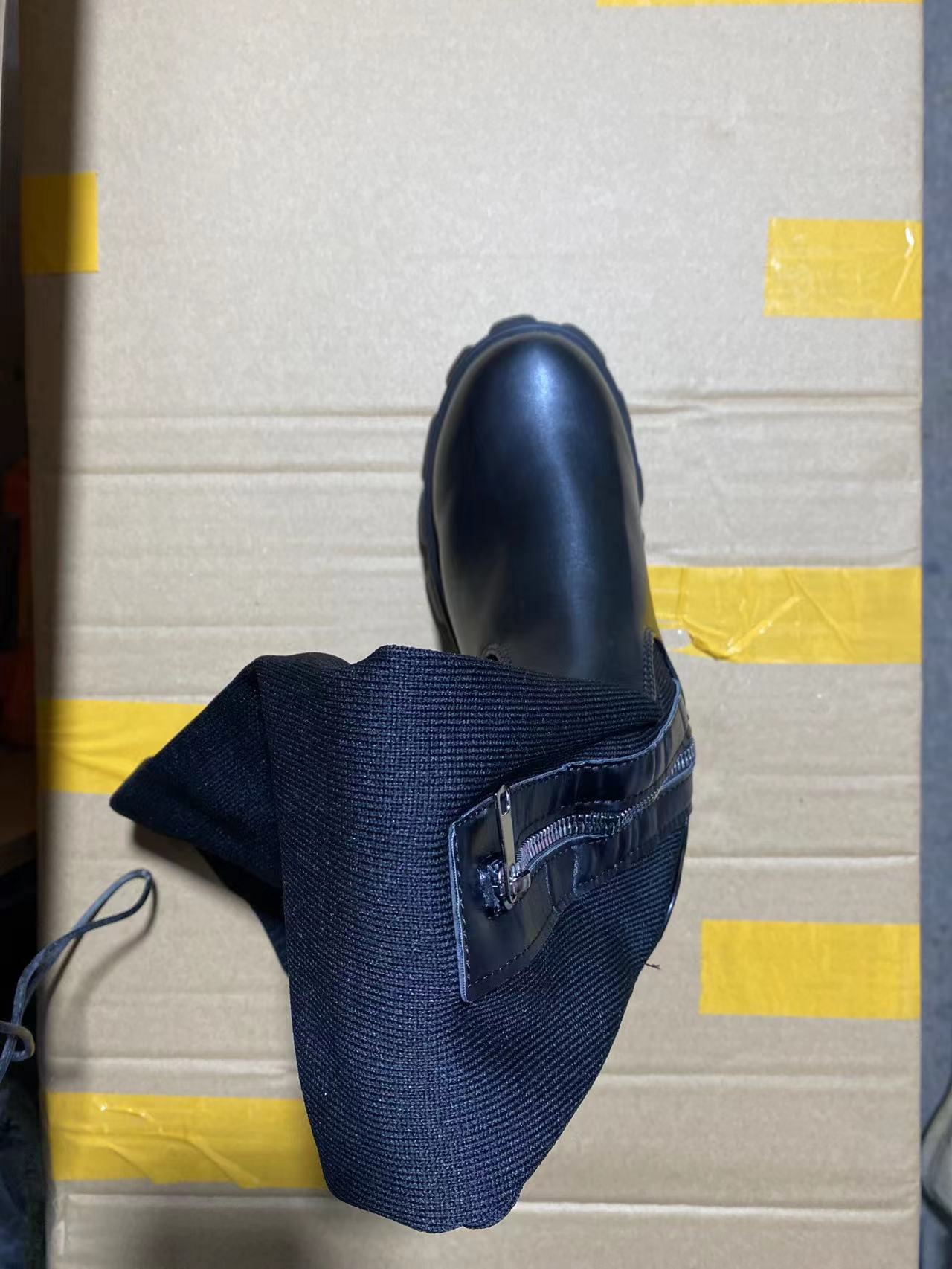 Women's cotton boots autumn and winter long Martin boots leather knitting Patchwork over the knee boots 7