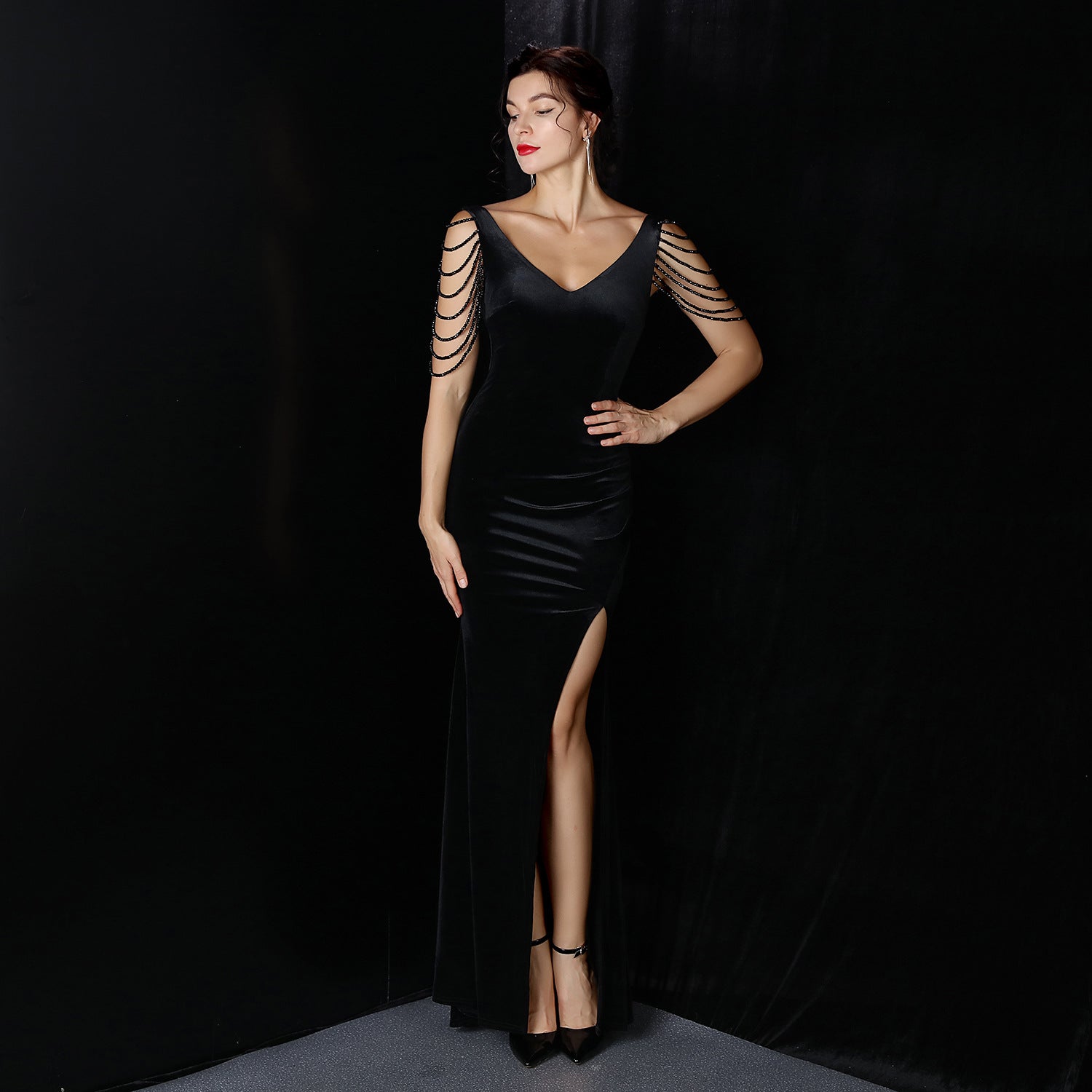 Women high-end  elegant banquet fishtail evening dress 7