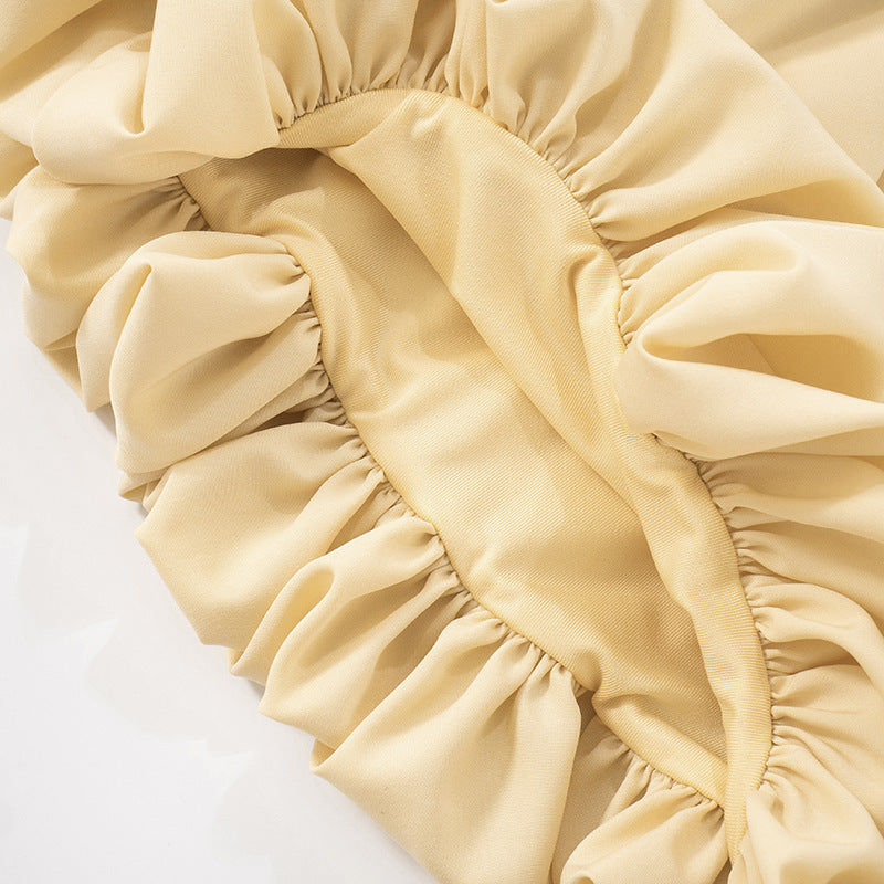 Women's Summer Solid Color Sexy Low Back Halter Neck Crop Top Sexy Short Skirt Set 16