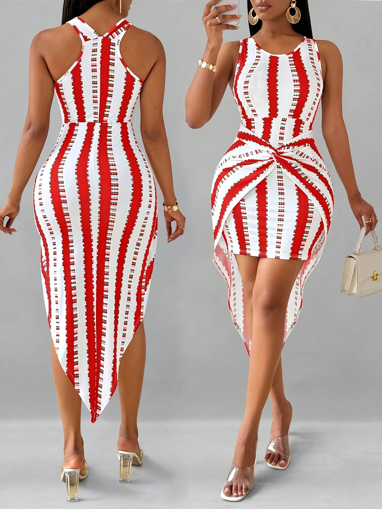 Women's Fashion Elegant Striped Print Dress 7