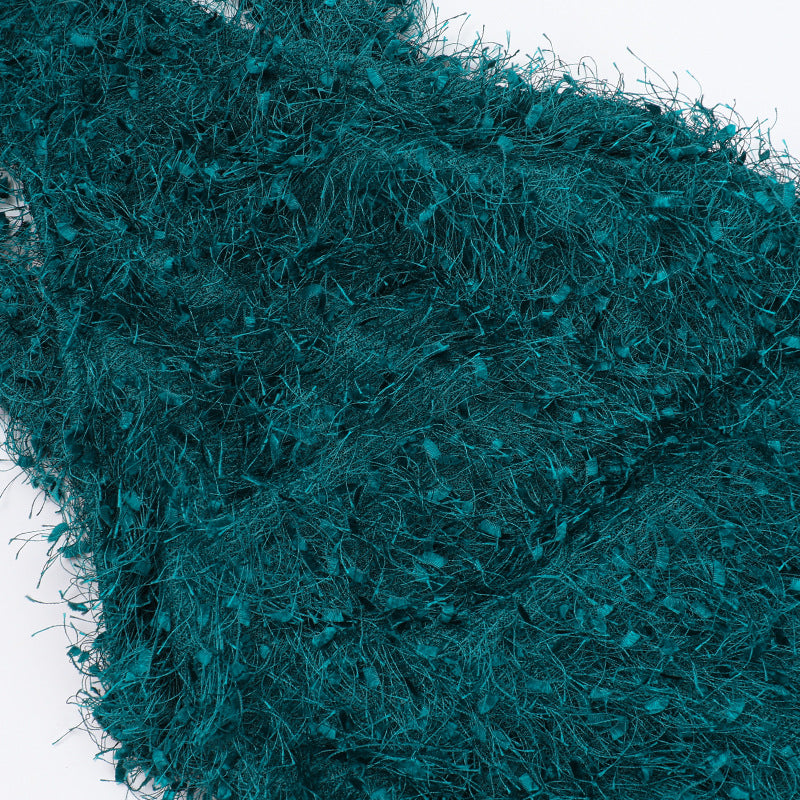 Halter Neck Fur Texture Women Sexy Slim Split Low Back Dress 3