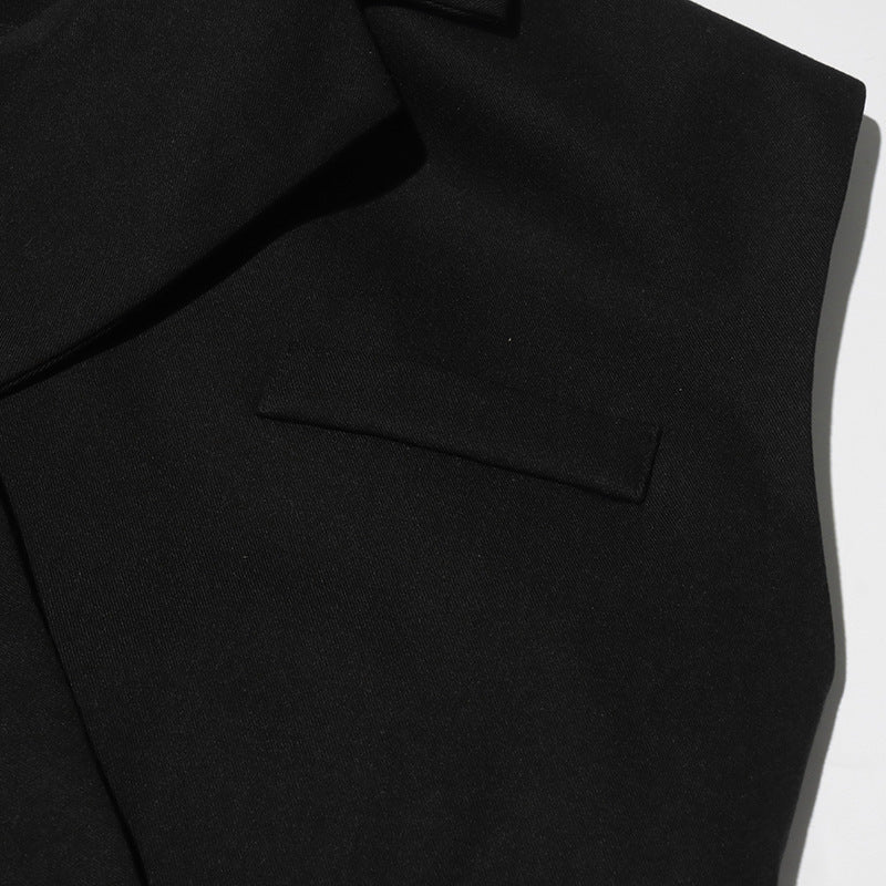 Women trendy Style sleeveless cross-strap Solid Blazer vest Top 6