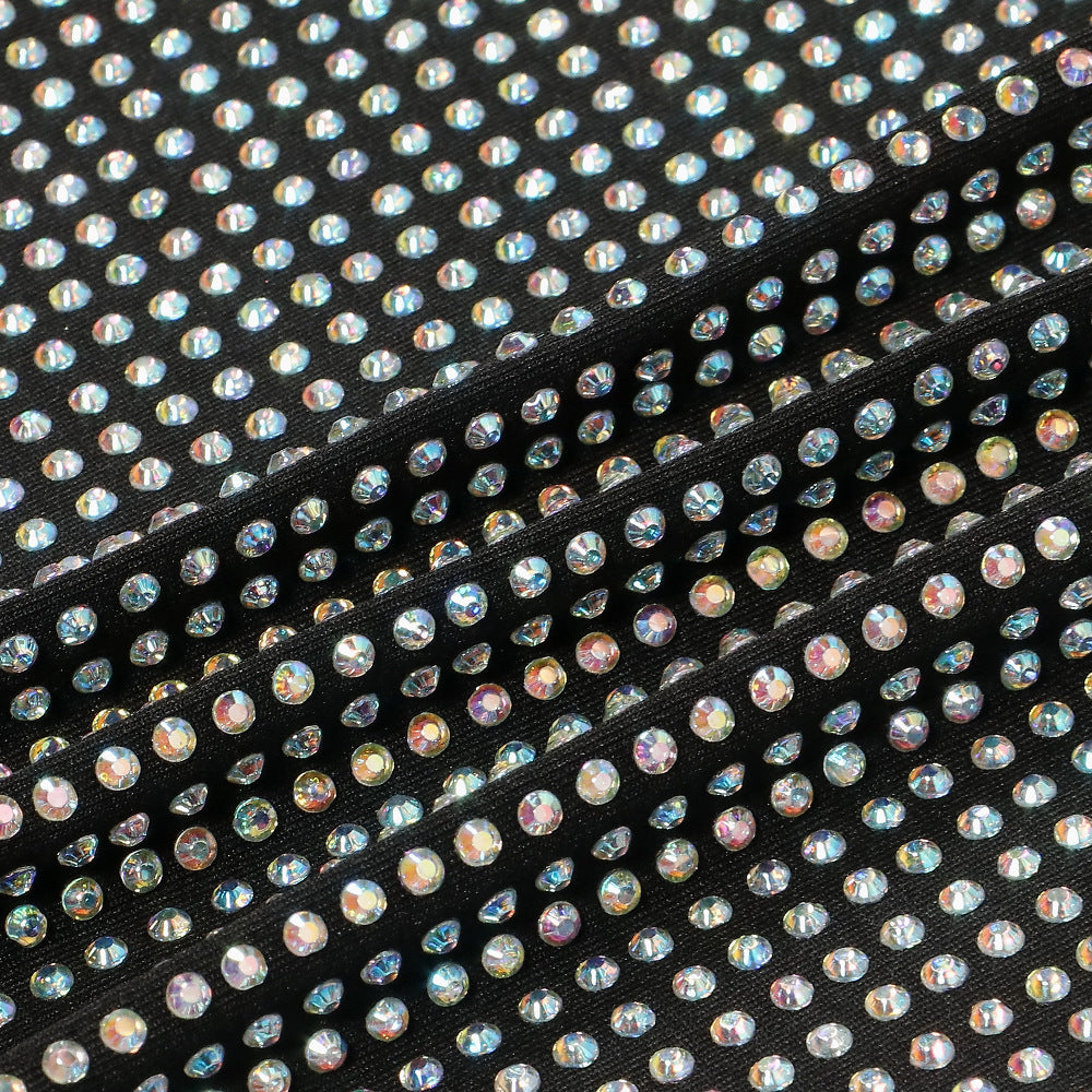 Sexy diamond-encrusted deep V-wrapped chest strap two-piece skirt set 35