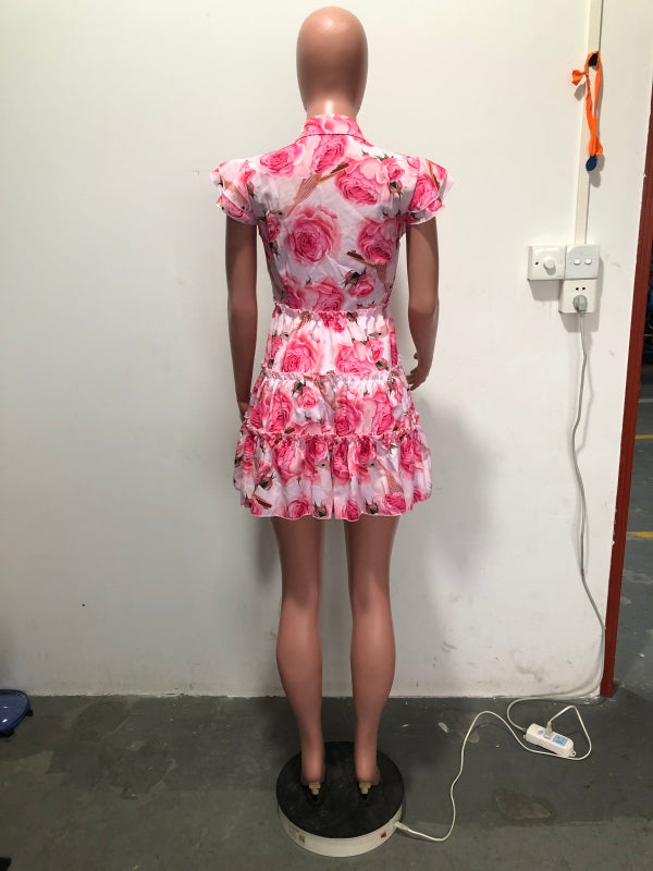 Women's Print Ruffle Edge Sleeveless Casual Dress 17