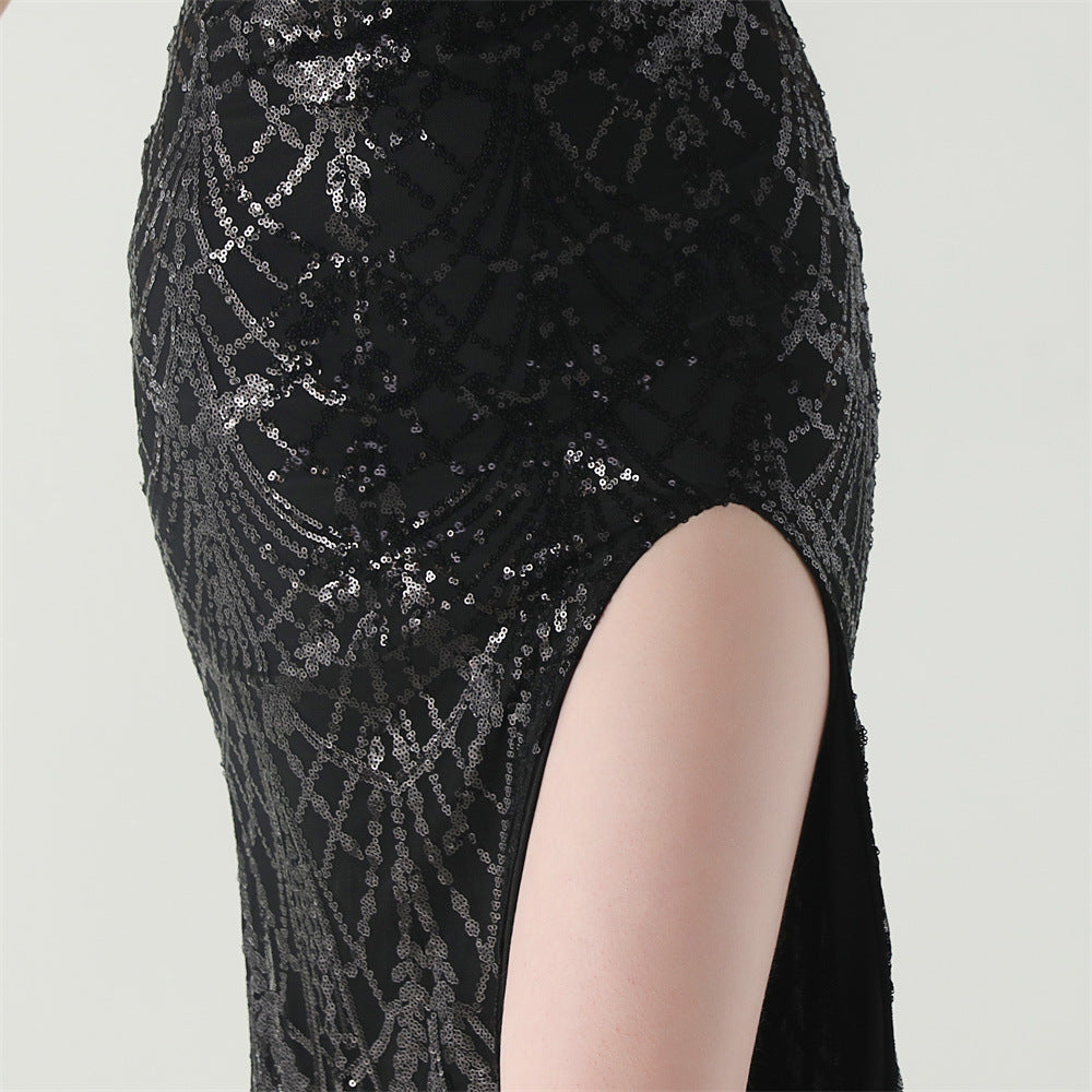 Women Beaded Tube Fishbone Lace-Up Sequin Formal Party Evening Dress 61