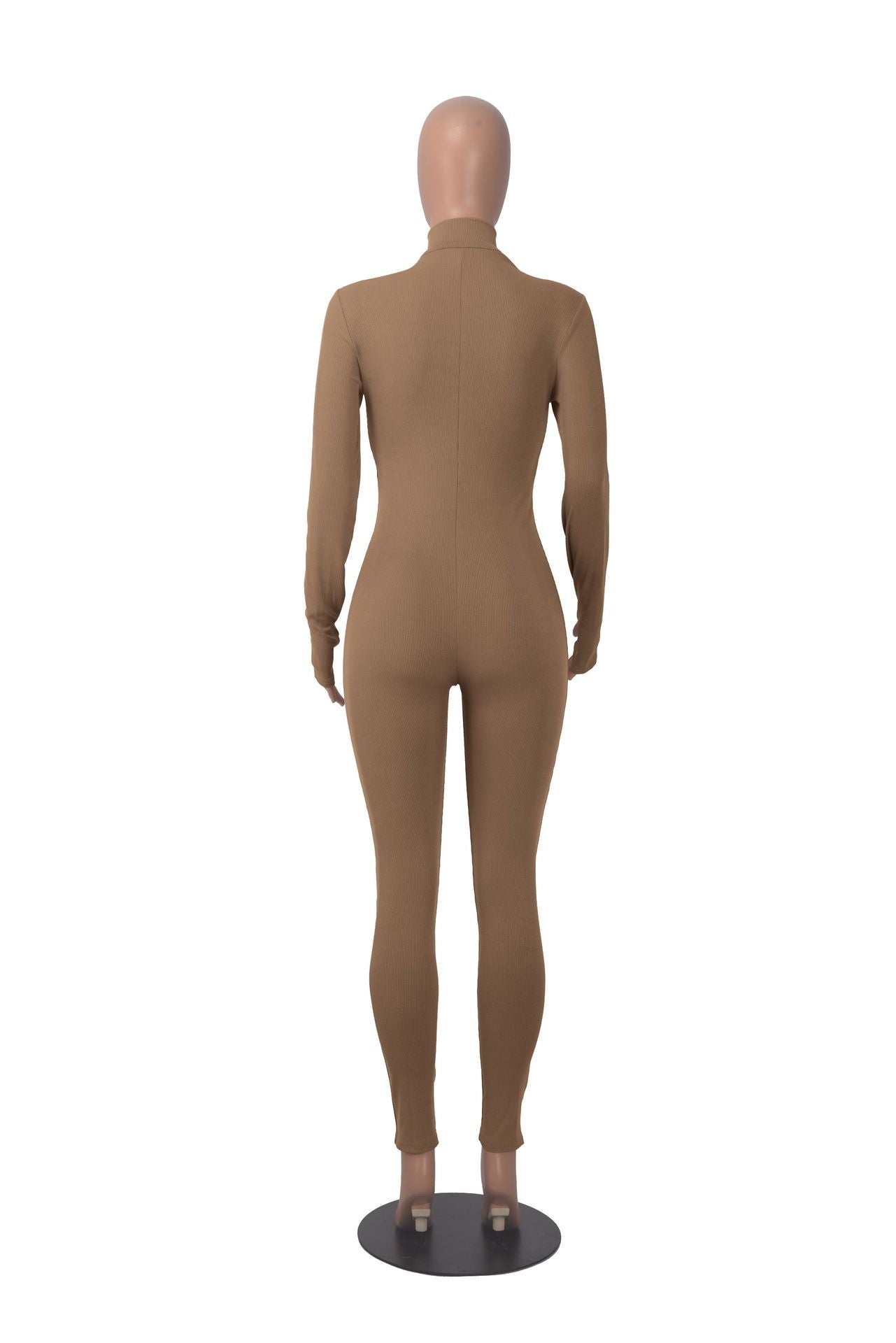 Women Fall Ribbed Zip Sport Jumpsuit 32