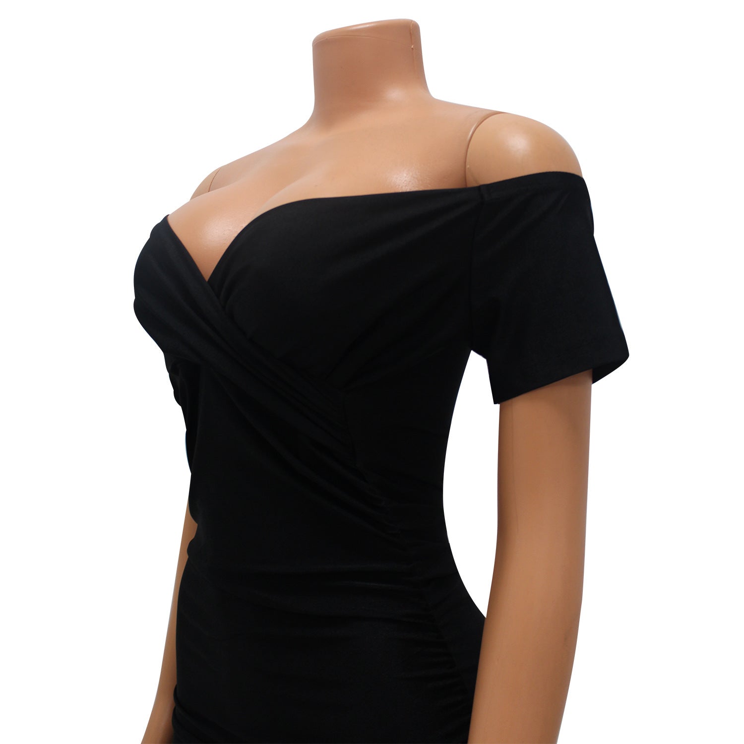 Summer Ladies Sexy Night Club Off Shoulder Short Sleeve Mid Dress 18