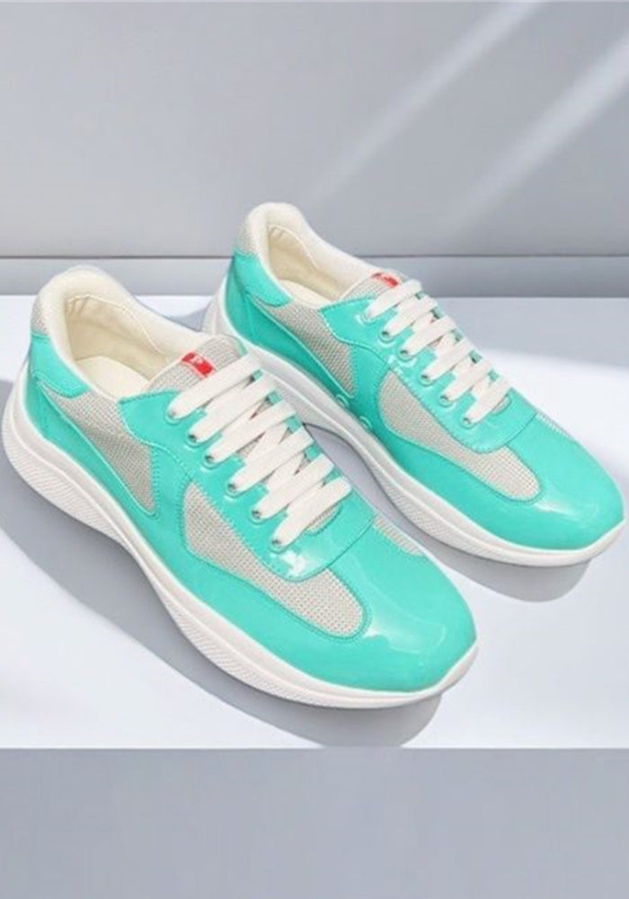 PUatent Leather Fashion Casual Sneakers Breathable White Classic Men's Shoes