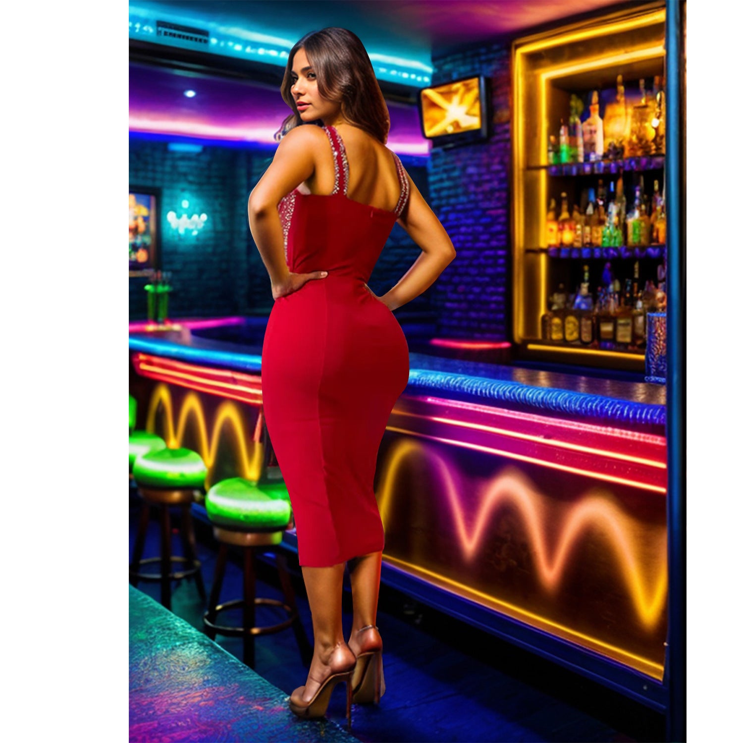 Women Suspender Beaded Dress 4