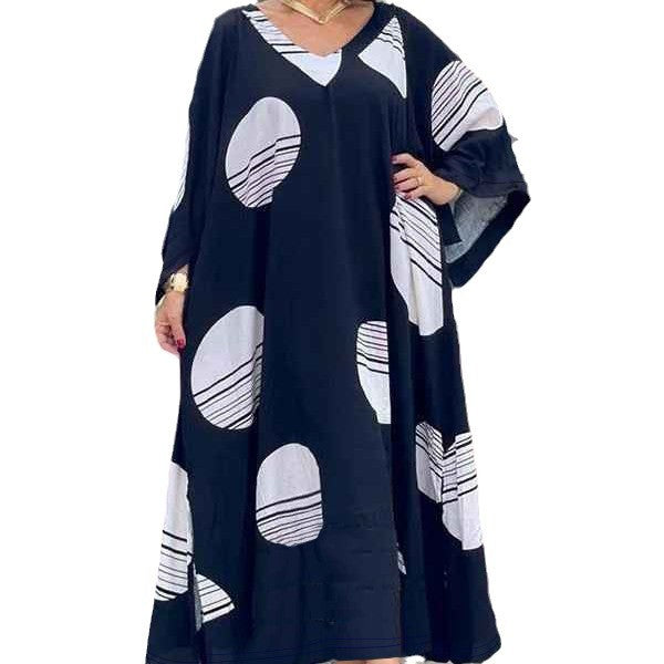 Women's Plus Size Casual Loose V-Neck Fashion Dress 3