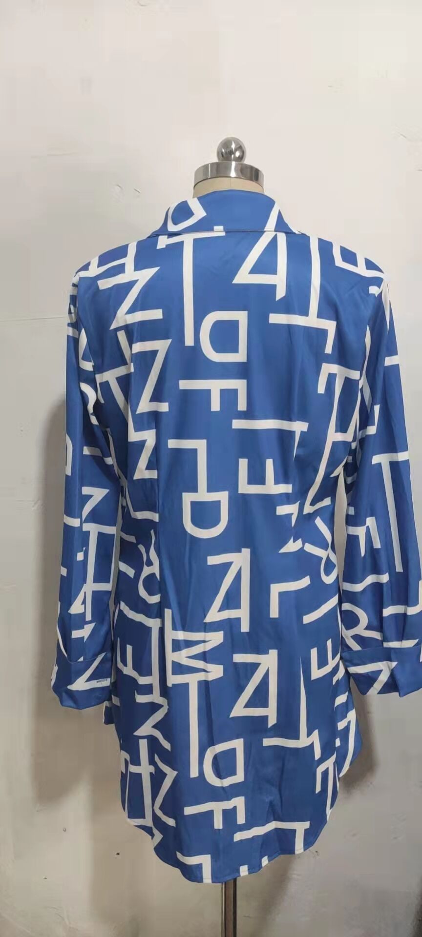 Fall Fashion Print Slim Waist Button Blouse Long Sleeve Shirt 16