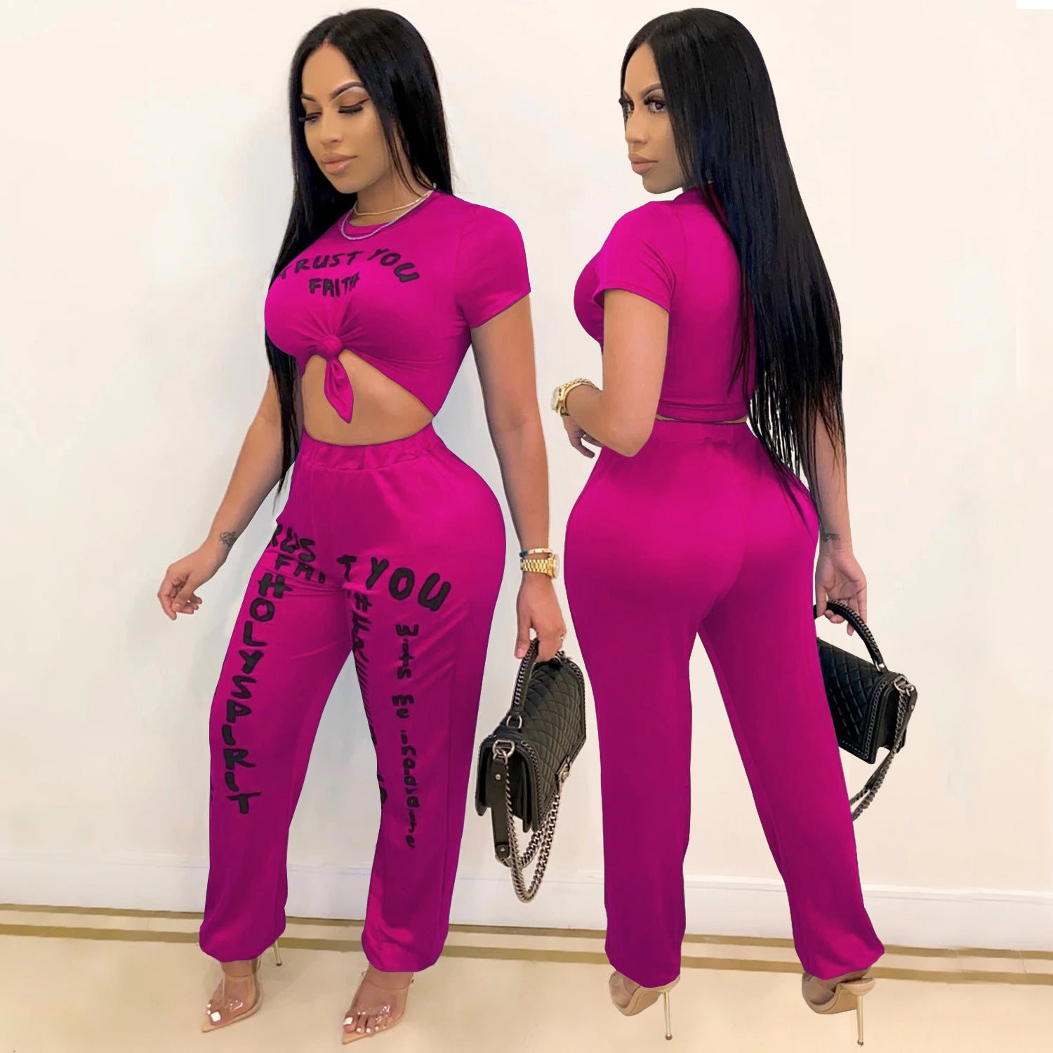 Women Printed Top and Harem Pants Two Piece Set 3