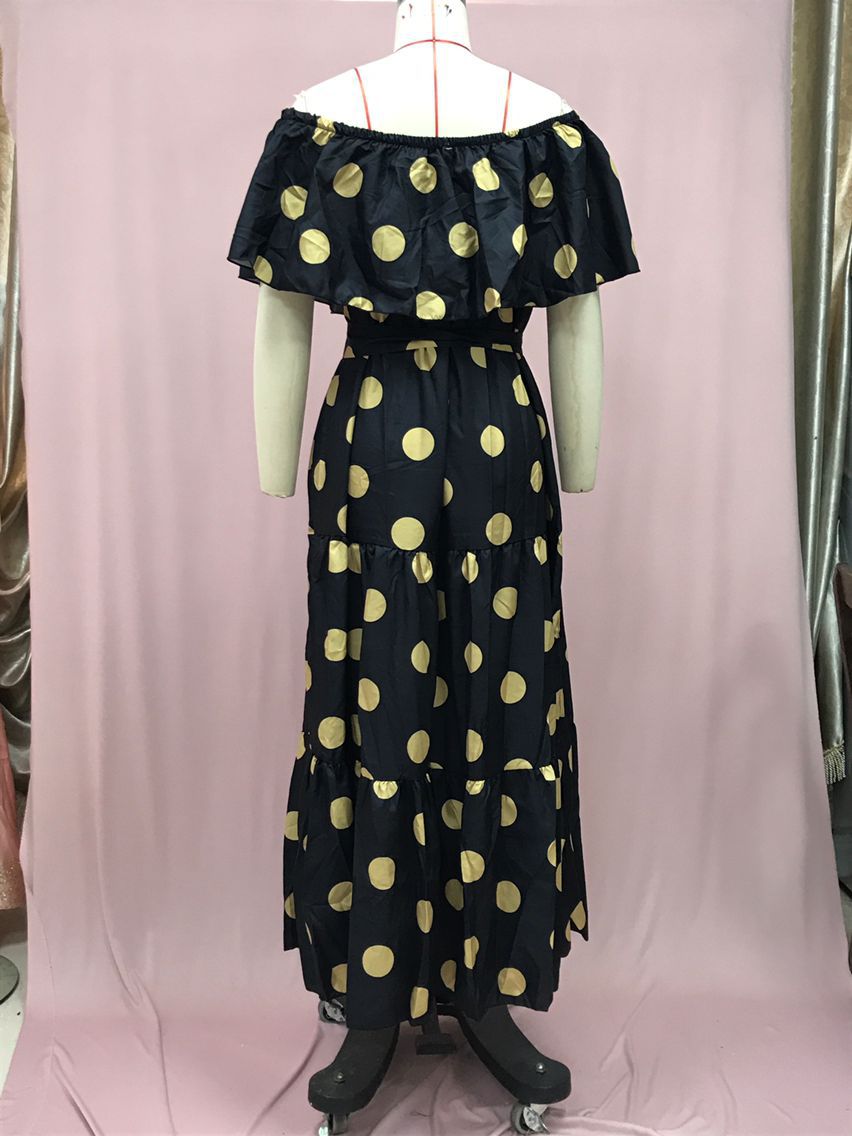 Women's Gradient Color Printed Off Shoulder Maxi Dress 18