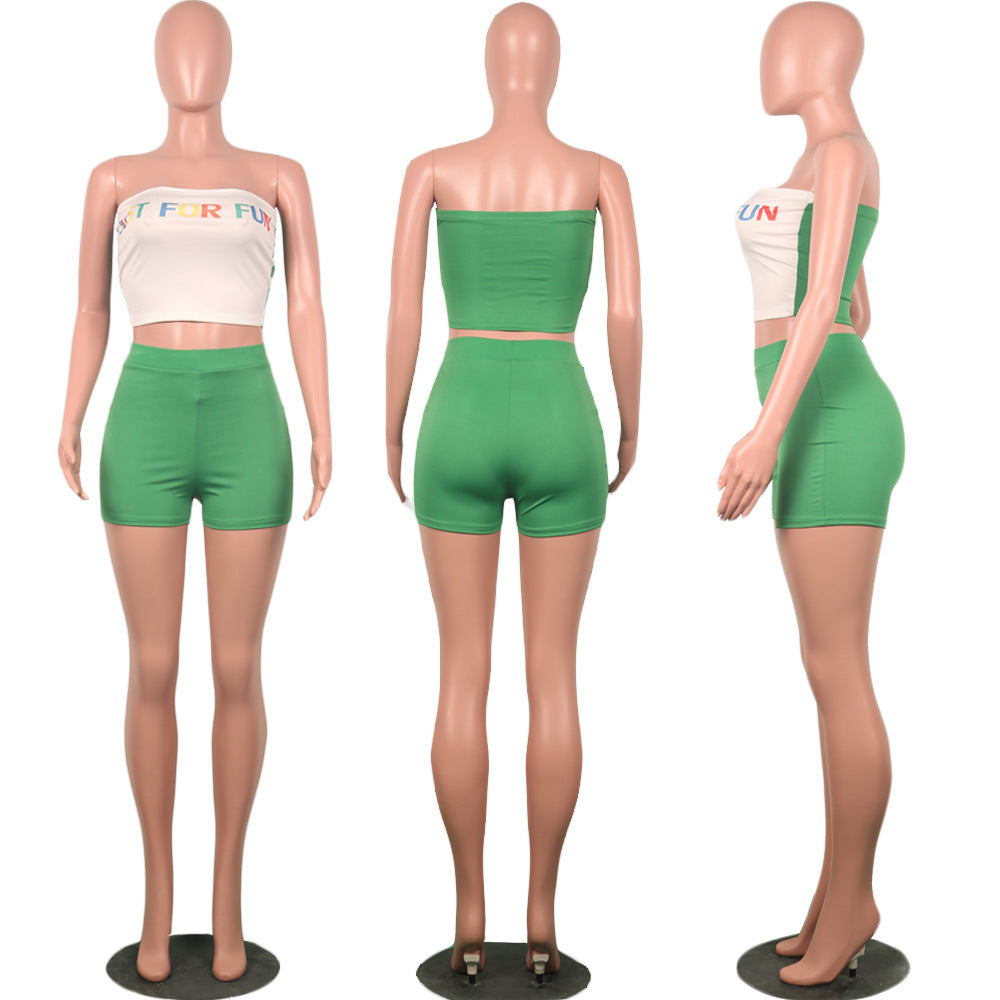 Women Summer Sexy Print Top and Shorts Two-piece Set 5