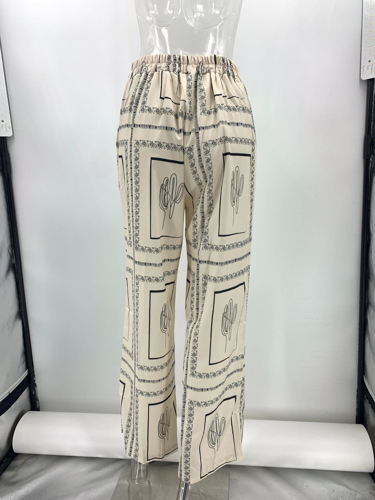 Printed Long-Sleeved Shirt And Trousers Two-Piece Set Home Wear 16