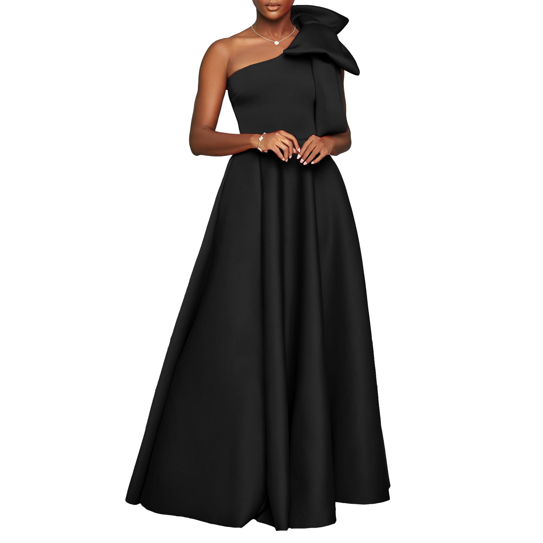 Women's Slash-Shoulder Big Bow Sexy Evening Dress 12