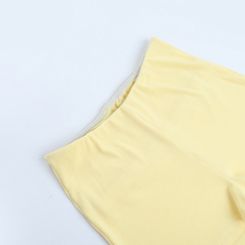 Long Sleeve Top & Shorts Set Summer Streetwear Solid Color Outfit 15