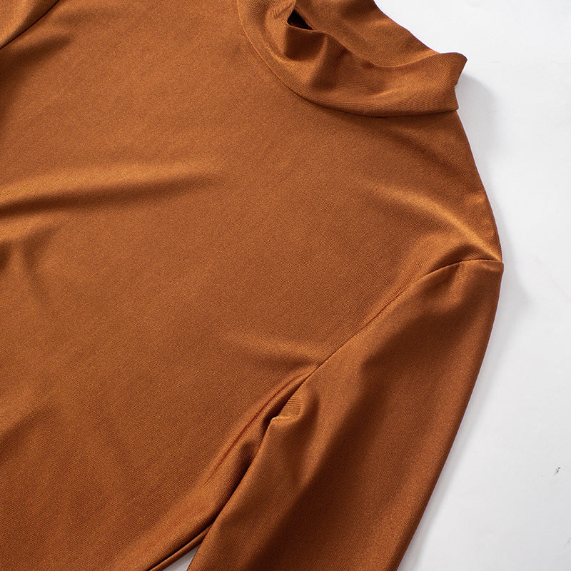 Women solid autumn long-sleeved Patchwork Lace-Up dress 11