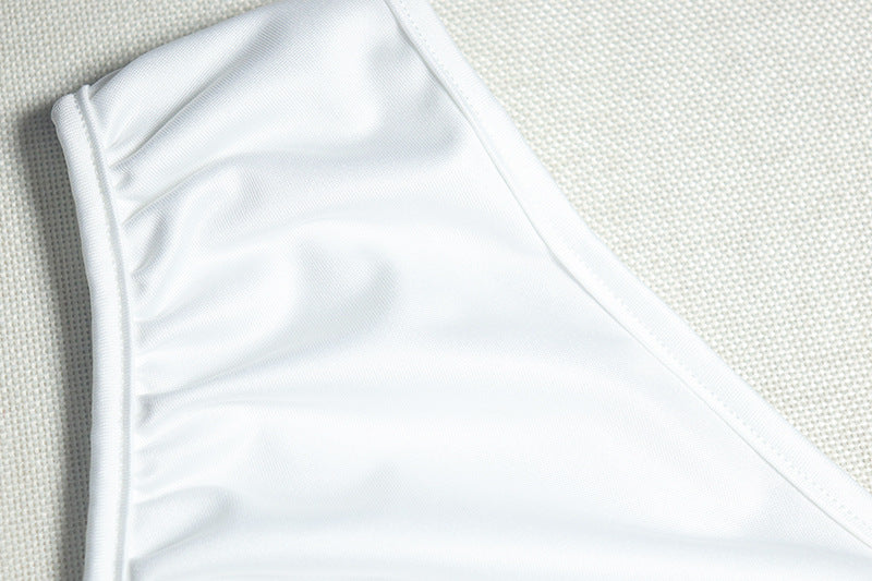 Women's Fashion Solid Color Slash Shoulder One-Shoulder Sleeveless Slit Long Dress 15