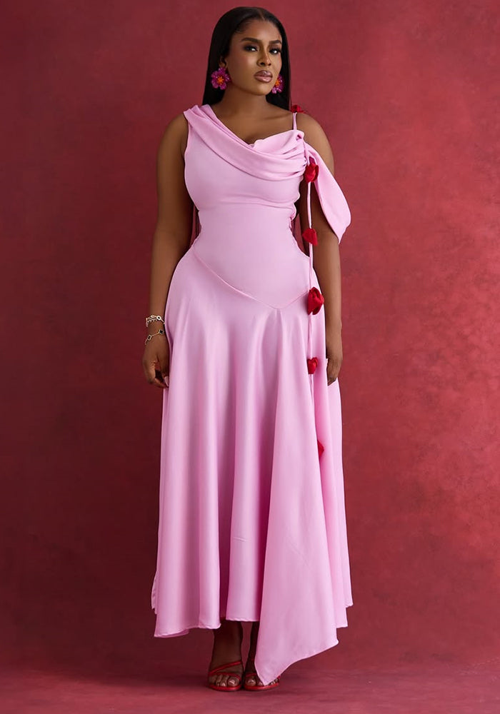 Women's Summer Chic Slash-Shoulder Slim Wasit Strap Maxi Dress