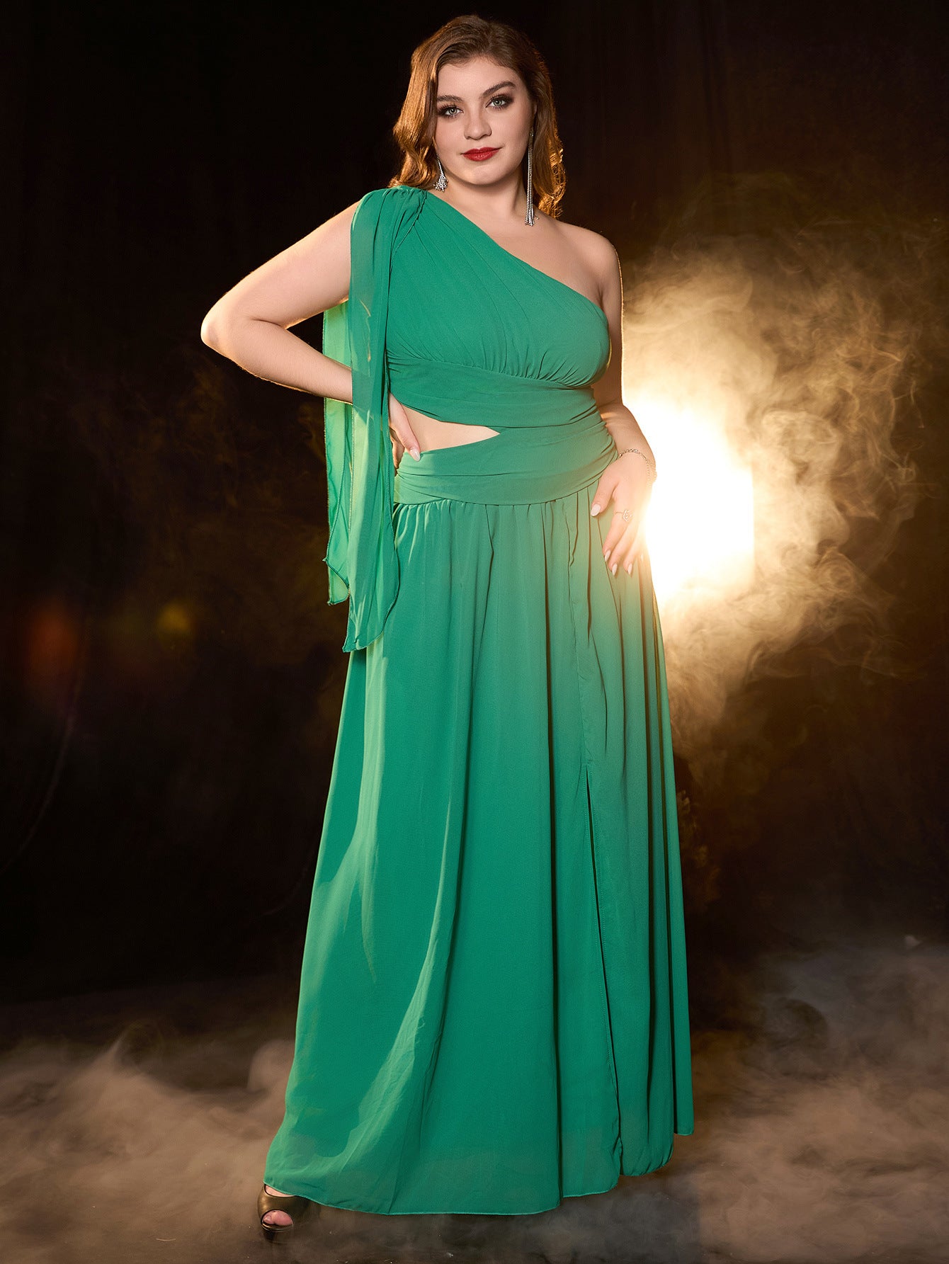 Women Solid One Shoulder Chic Elegant Maxi Dress 5