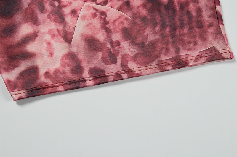 Summer Sexy Slash Shoulder Print Top & Slit Skirt Set 12