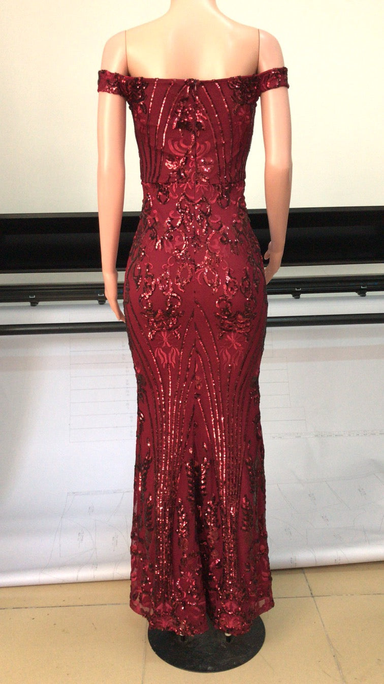 Women Halter Neck Off Shoulder Sequin Mesh Slit Sexy Dress 13