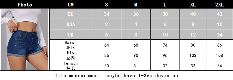 Women Ripped Denim Washed Stretch Ripped Denim Shorts 6