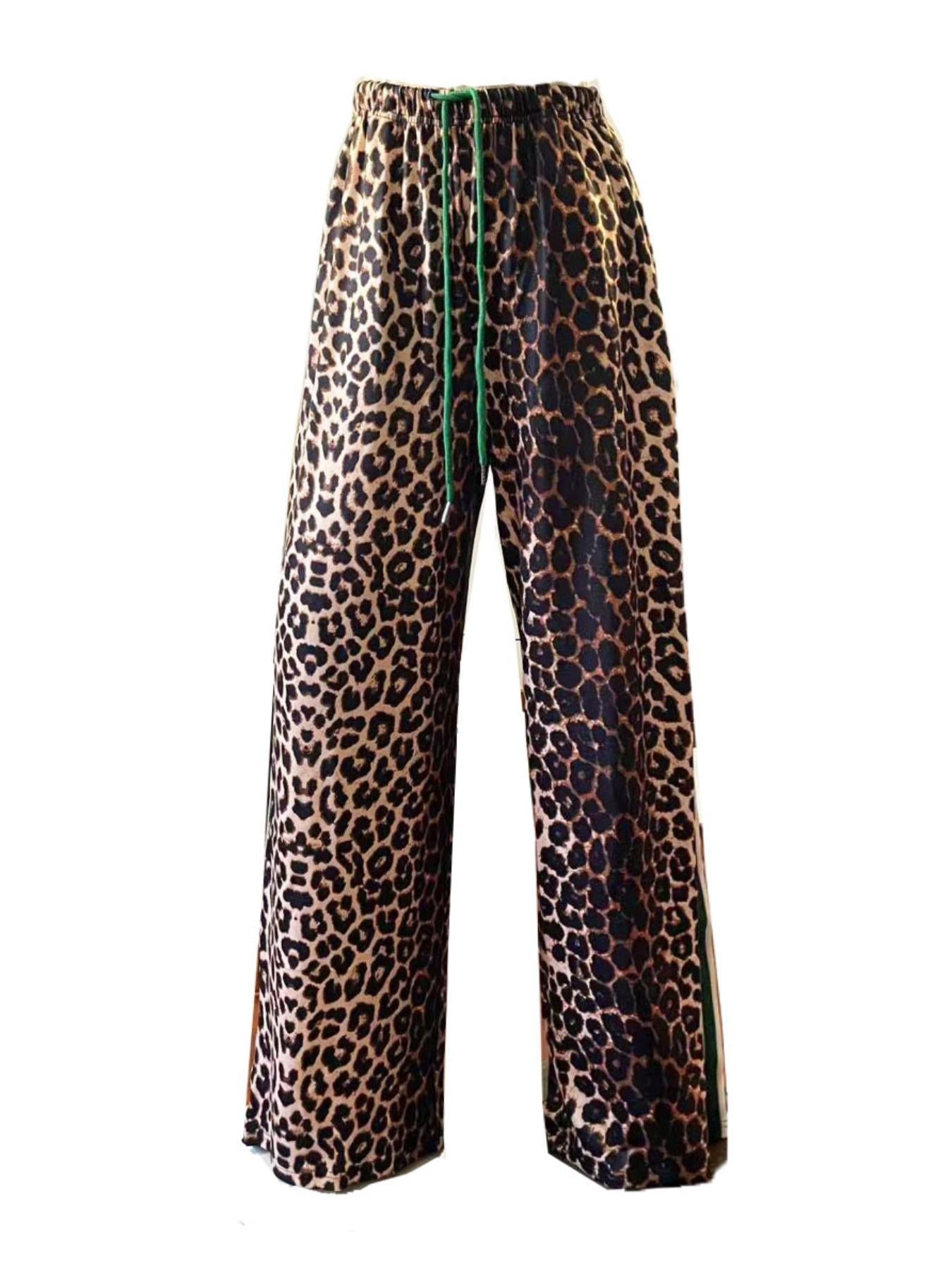 Women Leopard Print Casual Wide-Leg Pants 5