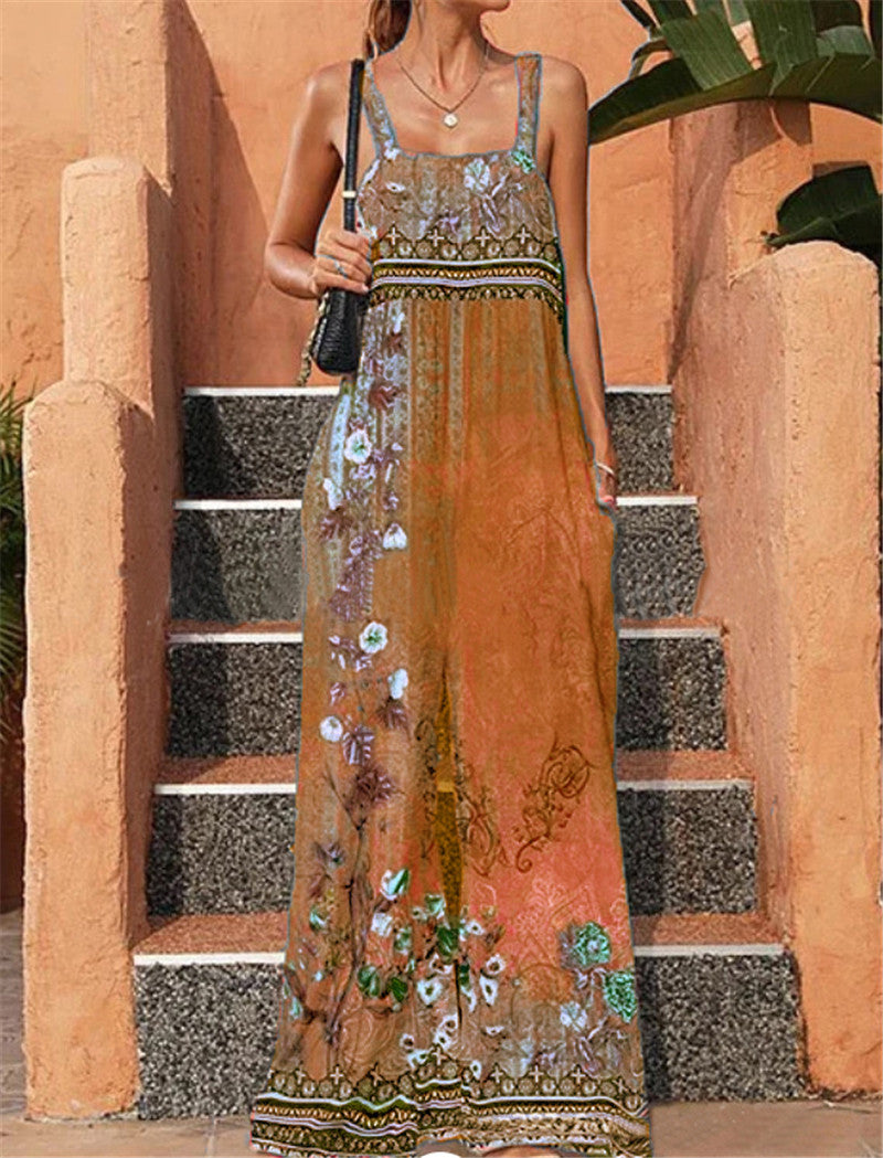 Summer Women's Loose Printed Vintage Ethnic Jumpsuit 5